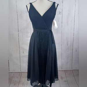 David's Bridal Navy Blue Pleated Dress